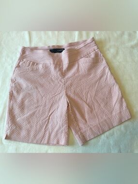 Versona Seersucker Pull On Shorts Women’s 8 Pink White Stripe Pockets